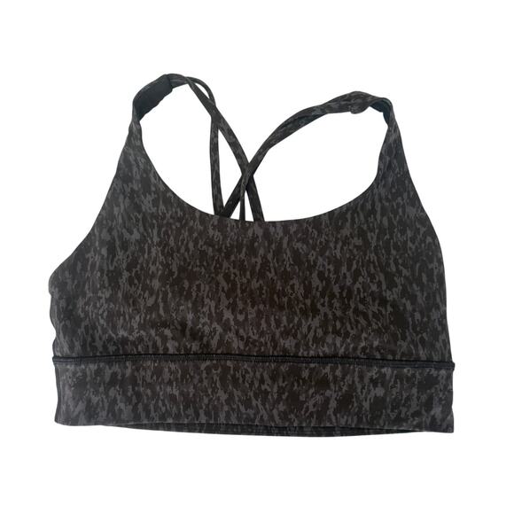 lululemon Energy Longline Bra Medium Support Leopard Camoflouge Size 10 - Picture 2 of 3